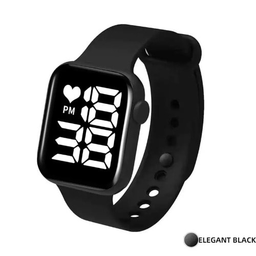 Unisex Cube White Display Digital Watch- Black
