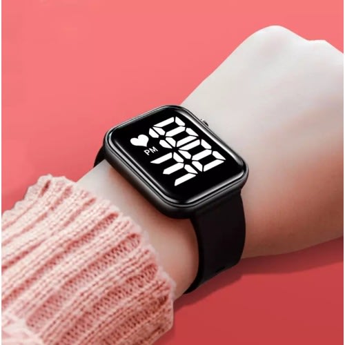 Unisex Cube White Display Digital Watch- Black