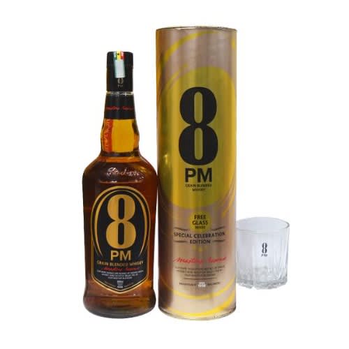 Radico 8pm Grain Blended Whisky With Glasscup - 750ml X 2pcs