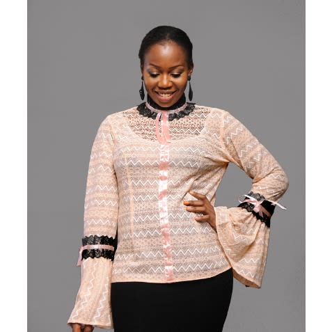 Bell Sleeve Lace Top - Nude