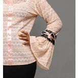 Bell Sleeve Lace Top - Nude