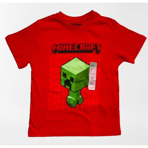 Minecraft Boys Short Sleeve Tee- Red