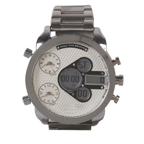 Large Face Analog/digital Watch For Men – Silver