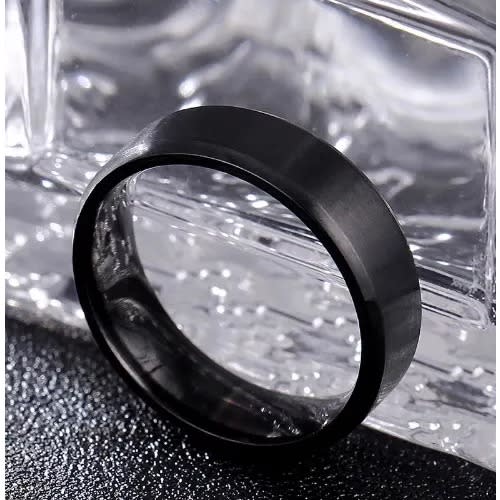 Dull Polish Titanium Men Ring - 6mm - Black