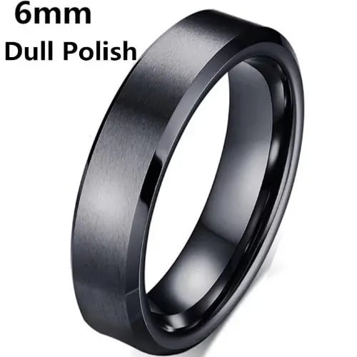Dull Polish Titanium Men Ring - 6mm - Black