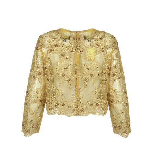 Ladies Classic Close Front Sequence Jacket-yellow. Lj-4613