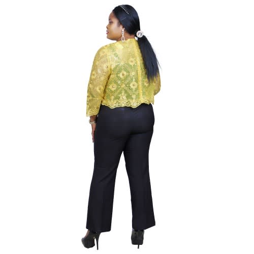 Ladies Classic Close Front Sequence Jacket-yellow. Lj-4613