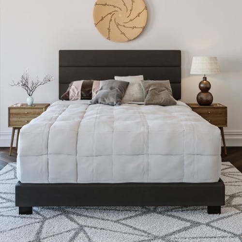 Mobile  Upholstered Faux Leather Bed - Black - Twin