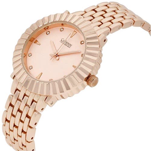 Pink Dial Rose Gold Stainless Steel Ladies Watch