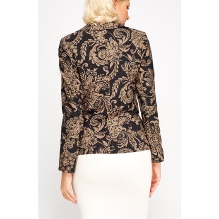 Glittered Gold Printed Fitted Blazer- Black