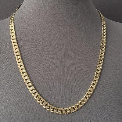 Chain With Cross Pendant - Gold Cuban
