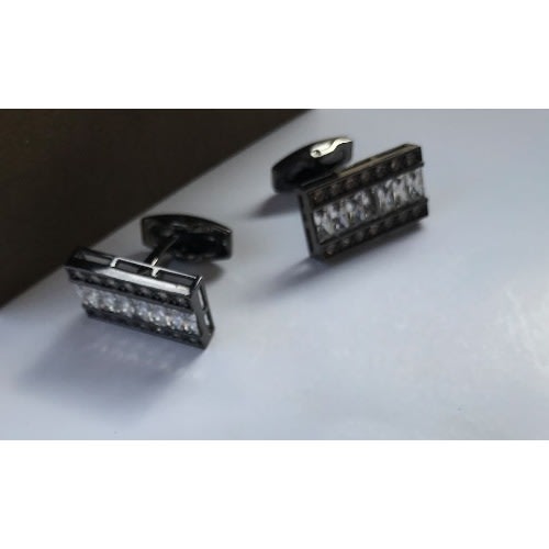 Iced Men's Steel Cuff Links - Black