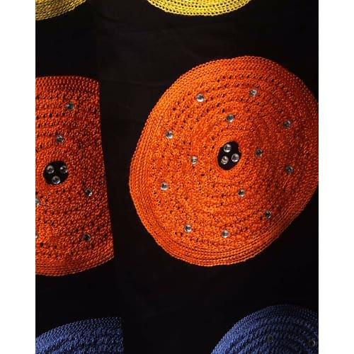 Multicoloured Rhinestone  Embroidery Circles Skirt - Black