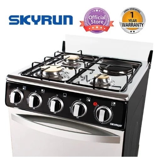 Stainless Gas Cooker - 3 Burners + 1 Electric Hotplate - Gcs-3g1e/k - Black - 50cm X 50cm