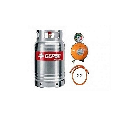 Cepsa Gas Cylinder With Metered Regulator + Clip And Hose - 12.5kg
