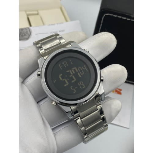 Men Digital Wristwatch-1448- Silver