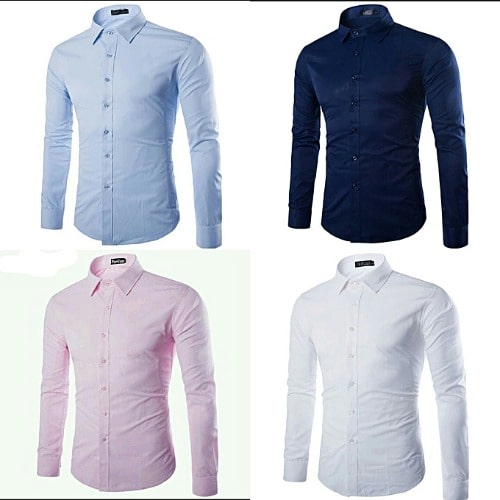 4in 1 Classic Men's Formal Fit Shirts - Blue ,pink,white,navy Blue