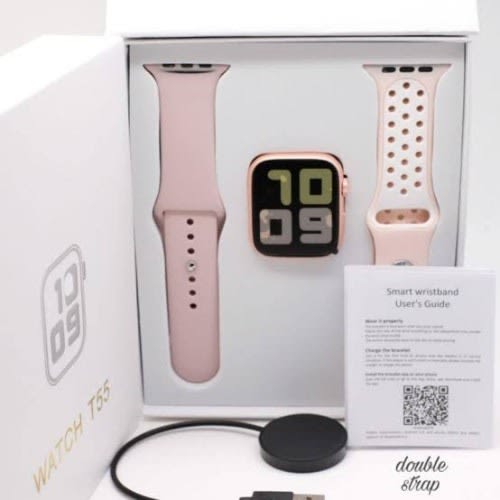 T55 Smartwatch With Double Straps And Bluetooth Call And Receive - Gold