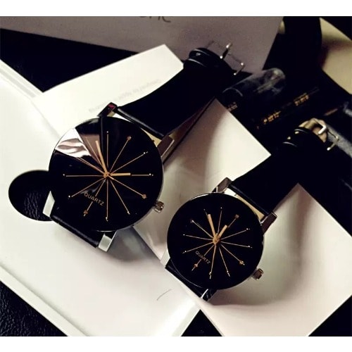 Couple Leather Watch - Black