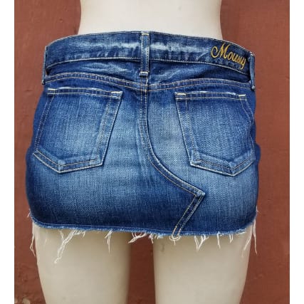 Loosethread Denim Mini Jeans Skirt-Blue
