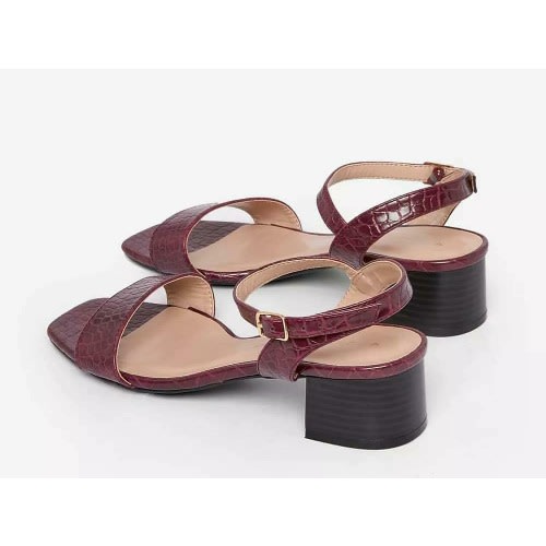 Oxblood Square Toe Heeled Sandals