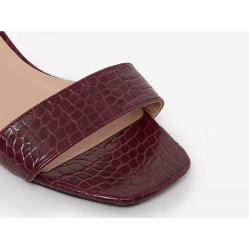 Oxblood Square Toe Heeled Sandals