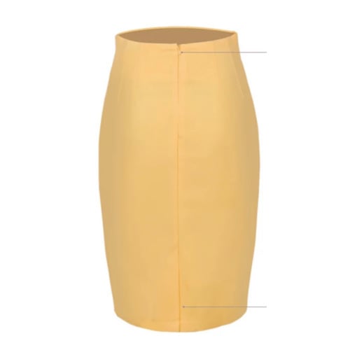High Waist Straight Pencil Skirt - Yellow