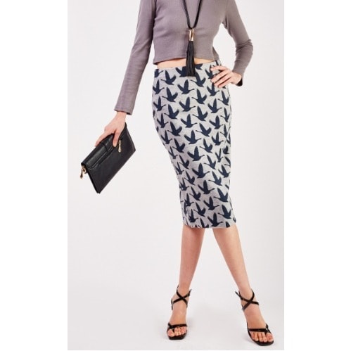 Silhouette Pencil Skirt With Zipped Slit For Ladies