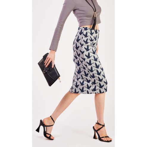 Silhouette Pencil Skirt With Zipped Slit For Ladies