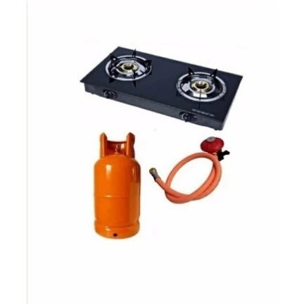 Glass Table Top Gas Cooker With 12.5kg Gas Cylinder + Regulator & 3 Yards Hose