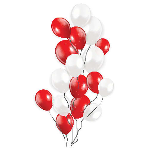 Helium Latex Balloon - Red And White- Pack Of 12