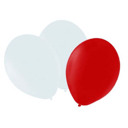 Helium Latex Balloon - Red And White- Pack Of 12