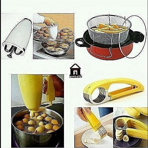 Manual Deep Fryer + Plantain Cutter + Doughnut And Puffpuff Dispenser Bundle 100ml
