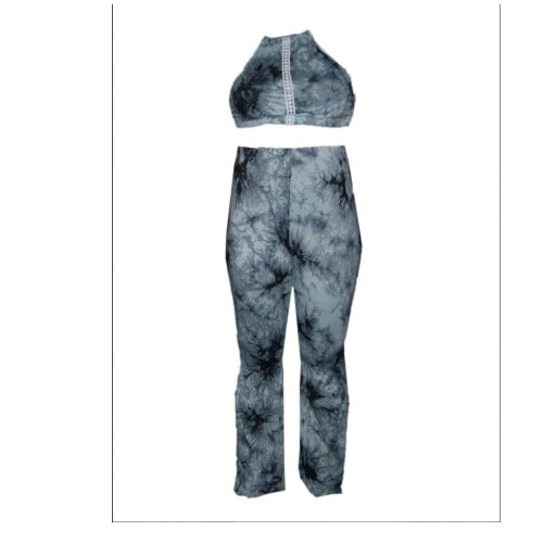 Tie Dye Two Pieces Pants Set - Mint & Black