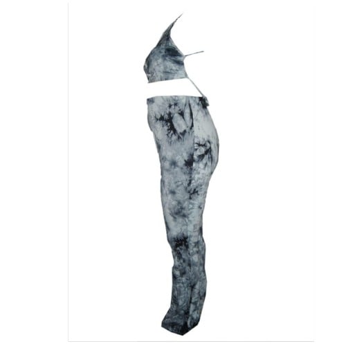 Tie Dye Two Pieces Pants Set - Mint & Black