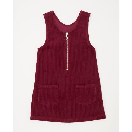 Girls Corduroy Pinny Dress - Wine