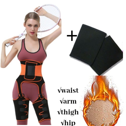 4 In 1 Conjoined Tummy, Waist And Thigh Adjustable Self Heat Sweat Belt And Arm Shaper