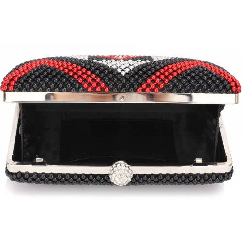 Black / Red Beaded Rhinestone Clutch Bag