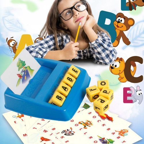 Puzzle Early Education Toys, English Words Matching Letter Game Word Recognition Learning The Alphabet Educational ,Best Toy Gift For Kids + Key Holder