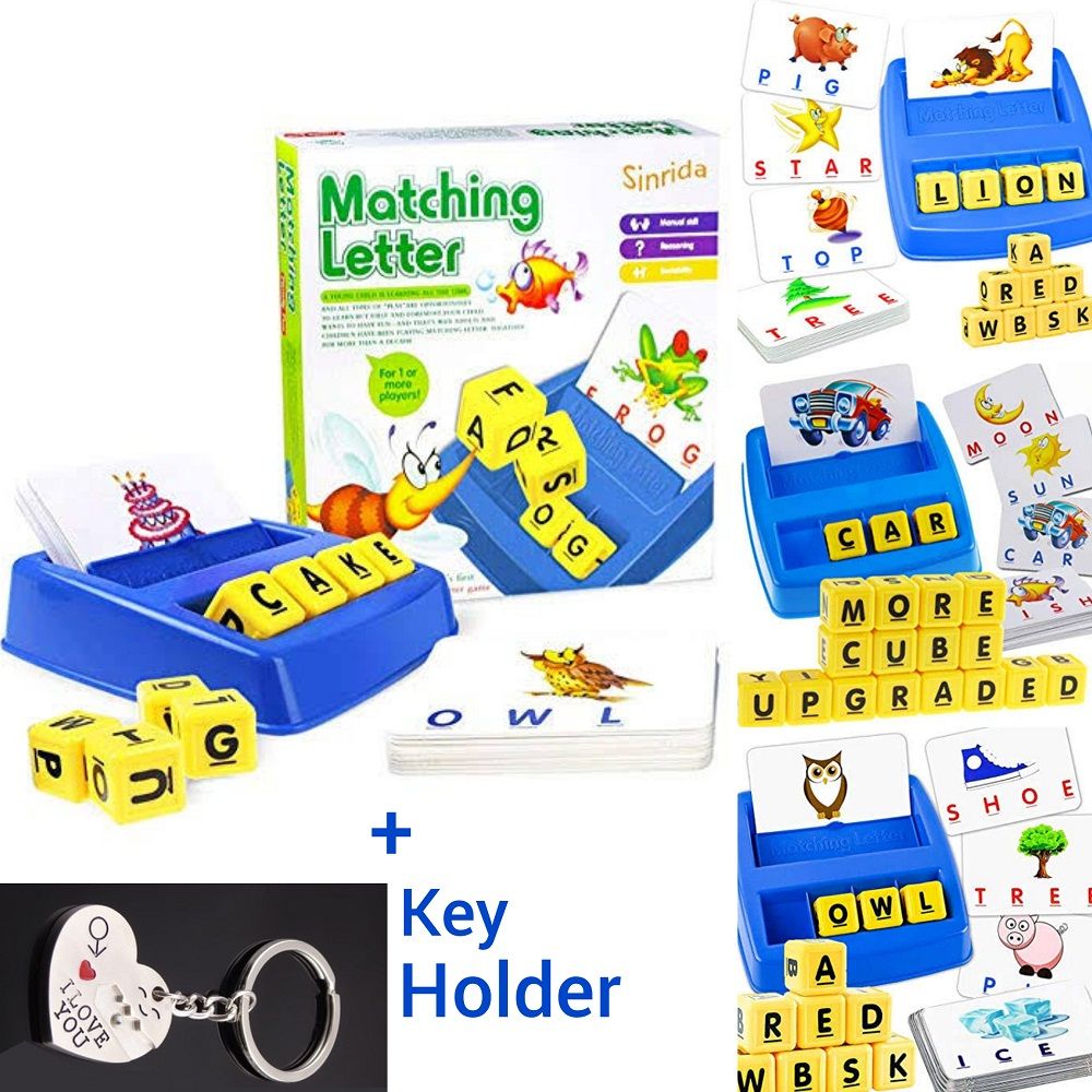 Puzzle Early Education Toys, English Words Matching Letter Game Word Recognition Learning The Alphabet Educational ,Best Toy Gift For Kids + Key Holder