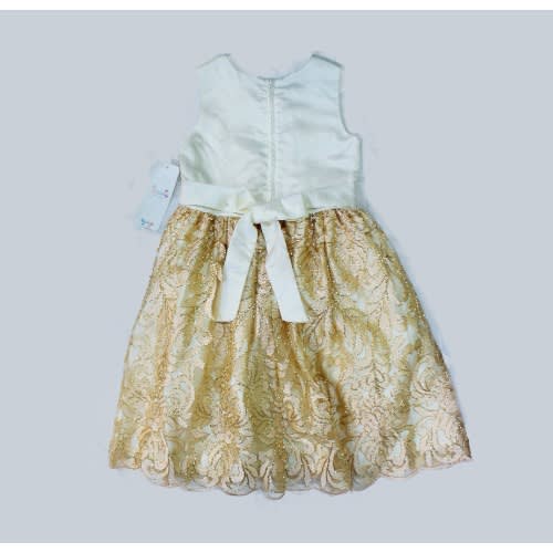 Gold Creamed Leaved Lace Dress