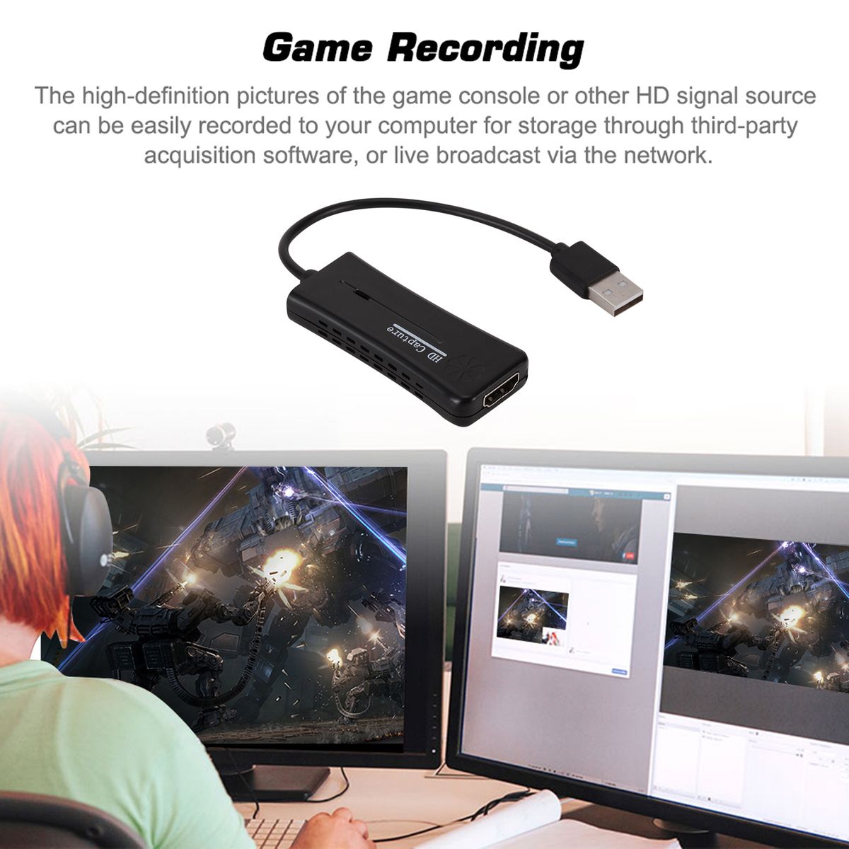 USB2.0 Audio Video Capture Card 1080P For Live Streaming