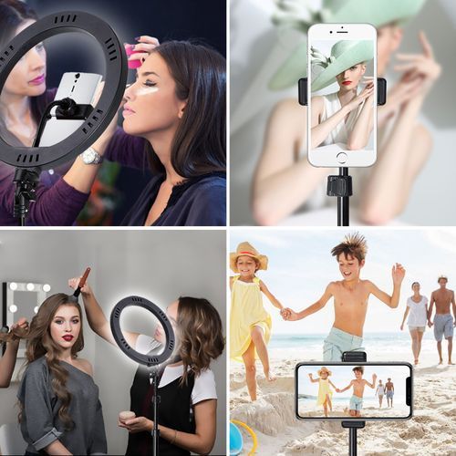 12" Inches Selfie Ring Light With Tripod Stand & Cell Phone Holder For Live Stream/Makeup, Led Camera Ringlight For YouTube Video/Photography Compatible With IPhone Android Phones