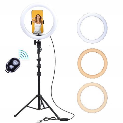 12" Inches Selfie Ring Light With Tripod Stand & Cell Phone Holder For Live Stream/Makeup, Led Camera Ringlight For YouTube Video/Photography Compatible With IPhone Android Phones