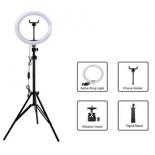 12" Inches Selfie Ring Light With Tripod Stand & Cell Phone Holder For Live Stream/Makeup, Led Camera Ringlight For YouTube Video/Photography Compatible With IPhone Android Phones