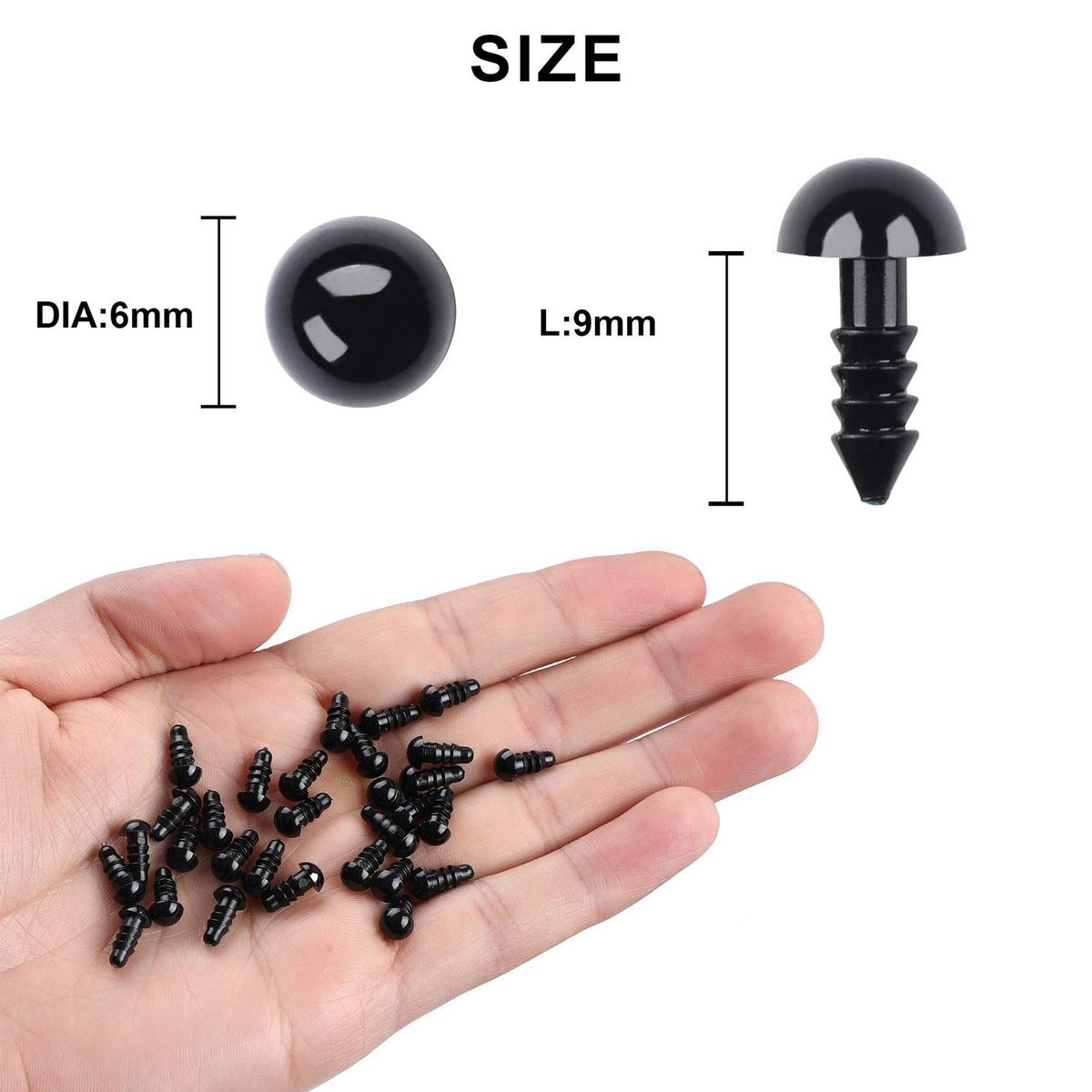 100PCS Plastic Safety Crochet Eyes Bulk with 100PCS Washers for Crochet Crafts  0.24Inch/6mm