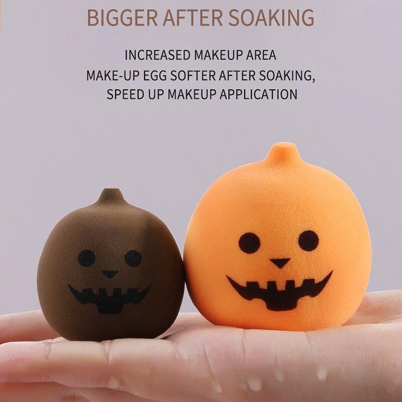 Halloween Pumpkin Makeup Egg 3 PCS Wet and Dry Sponge Puff Water Cushion Cosmestic Sponge Tool Portable Soft Foundation Sponge