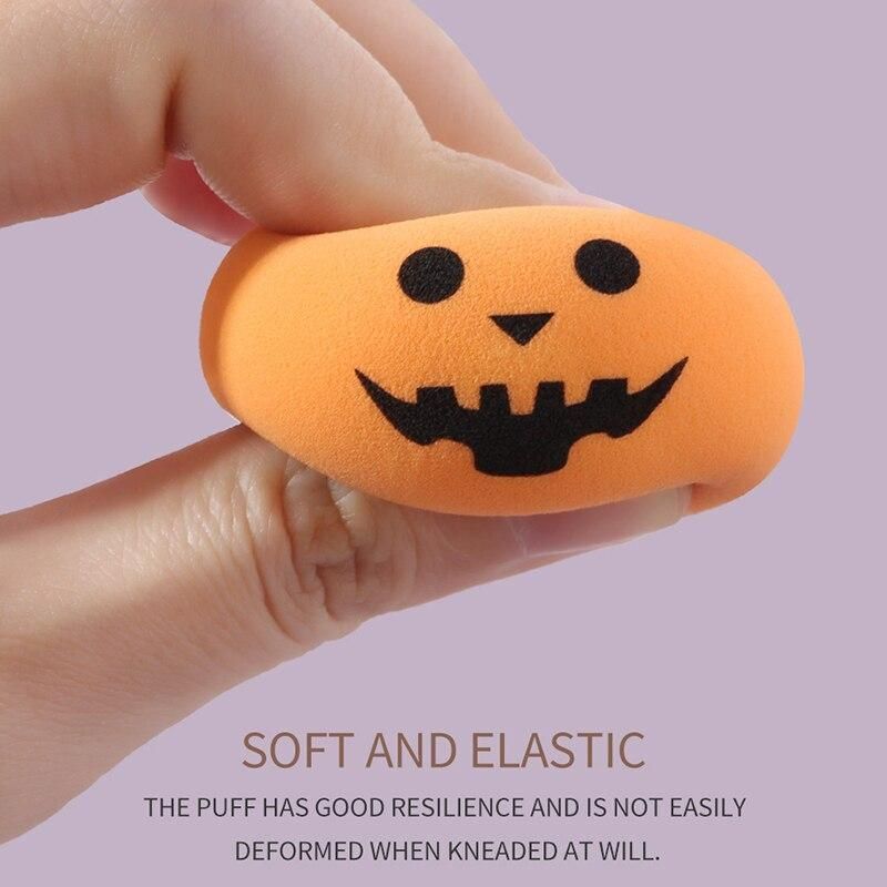 Halloween Pumpkin Makeup Egg 3 PCS Wet and Dry Sponge Puff Water Cushion Cosmestic Sponge Tool Portable Soft Foundation Sponge