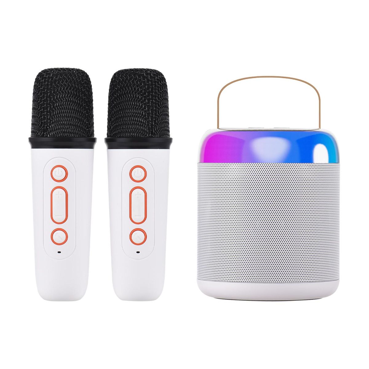 Portable Microphone & Sound Box Set Mini Karaoke Machine BT Speaker with 2 Microphones Home Outdoor Wireless Loudspeaker Rechargeable Voice Box & Handheld Mic Karaoke Mic Speaker BT5.3 Connection for Home Party KTV Singing