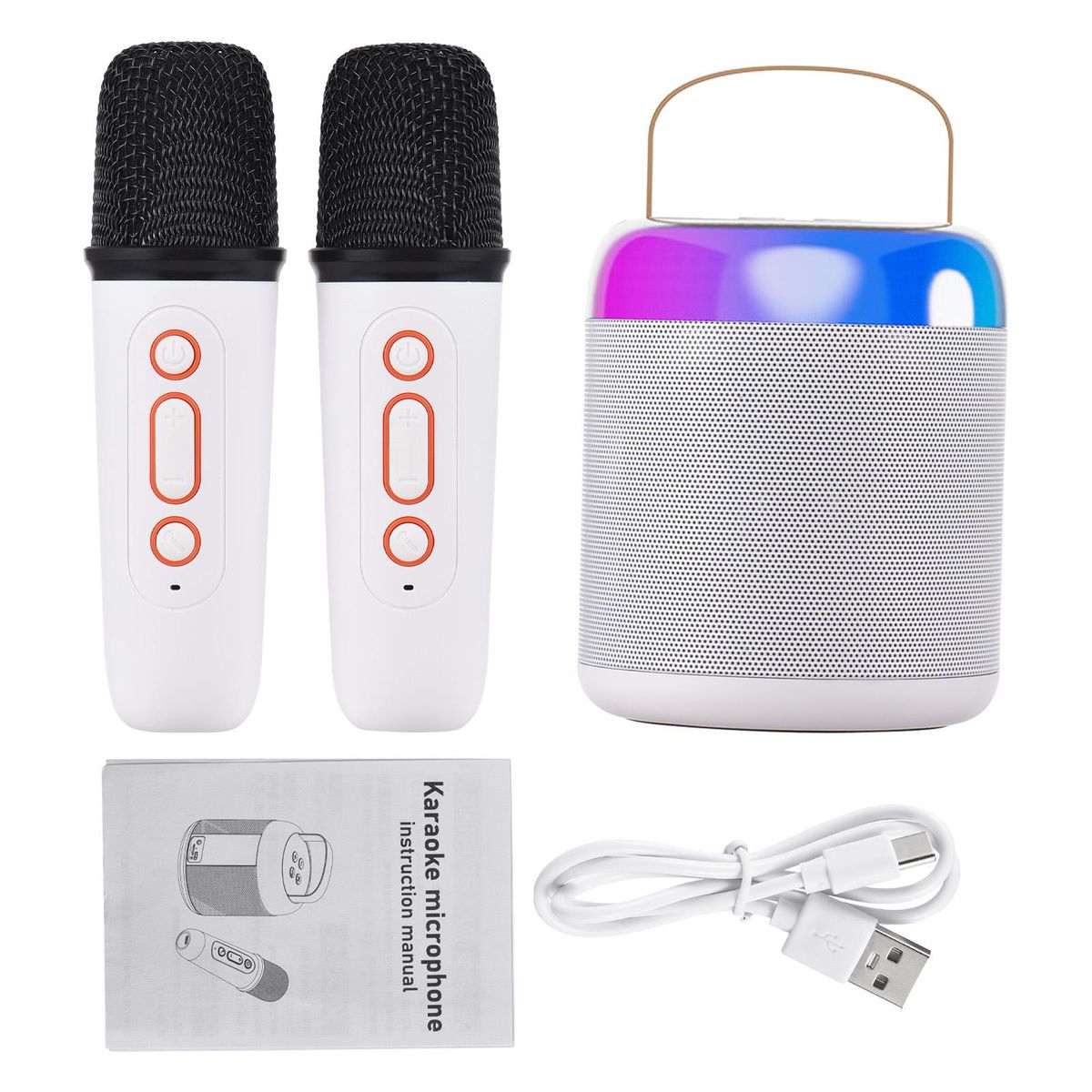 Portable Microphone & Sound Box Set Mini Karaoke Machine BT Speaker with 2 Microphones Home Outdoor Wireless Loudspeaker Rechargeable Voice Box & Handheld Mic Karaoke Mic Speaker BT5.3 Connection for Home Party KTV Singing